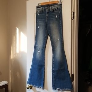 Flying monkey mid rise flare denim jeans